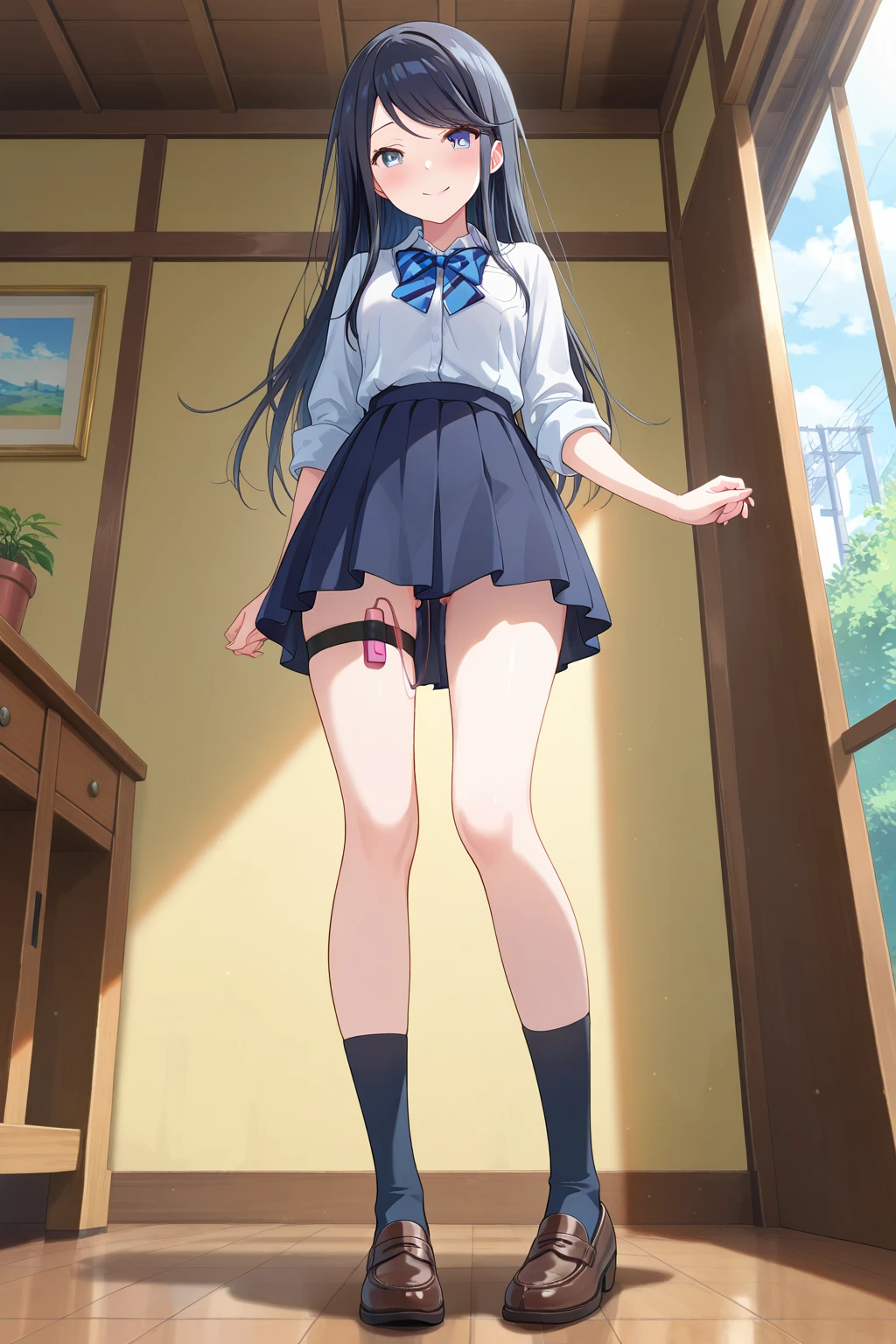 1 girl, elegant, shot by DSLR，Complex,white panties、 Super miniskirt so short that you can see your pants、white pantiesを見せる, Denimini、