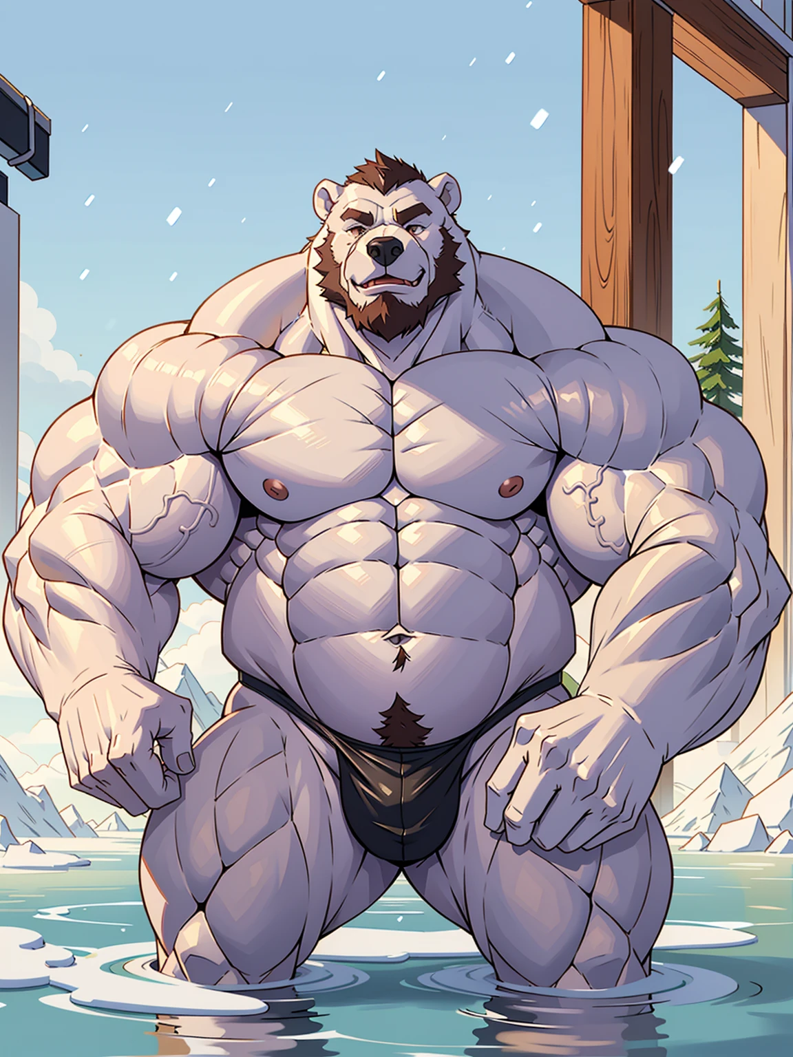 Human-wolf,musculous,Hairy all over,clawed paws,erect through