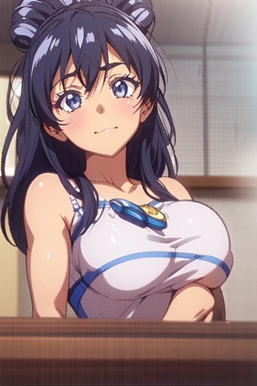(((masterpiece))),fuyumi itadori, Anime girl characters, 1girl, solo, looking at viewer, medium hair long sleeves, cleavage, bigger breasts, closed mouth, collarbone, jacket, open clothes, open jacket, blue jacket, ground vehicle, sports bra, tall girl, horny, big ass, beautiful face,Charming, anime visual of a cute girl, screenshot from the anime film, & her expression is solemn, ahegao face, in the anime film, in an anime, anime visual of a young woman, she has a cute expressive face, still from anime, perfect breasts, she is tall, All bodies visible, ahegao face, the face is ahegao, she is horny, A perverted face, she so perverted, she smile so perverted, hd picture, 4k quality, details of the face is so good,bigger breasts,