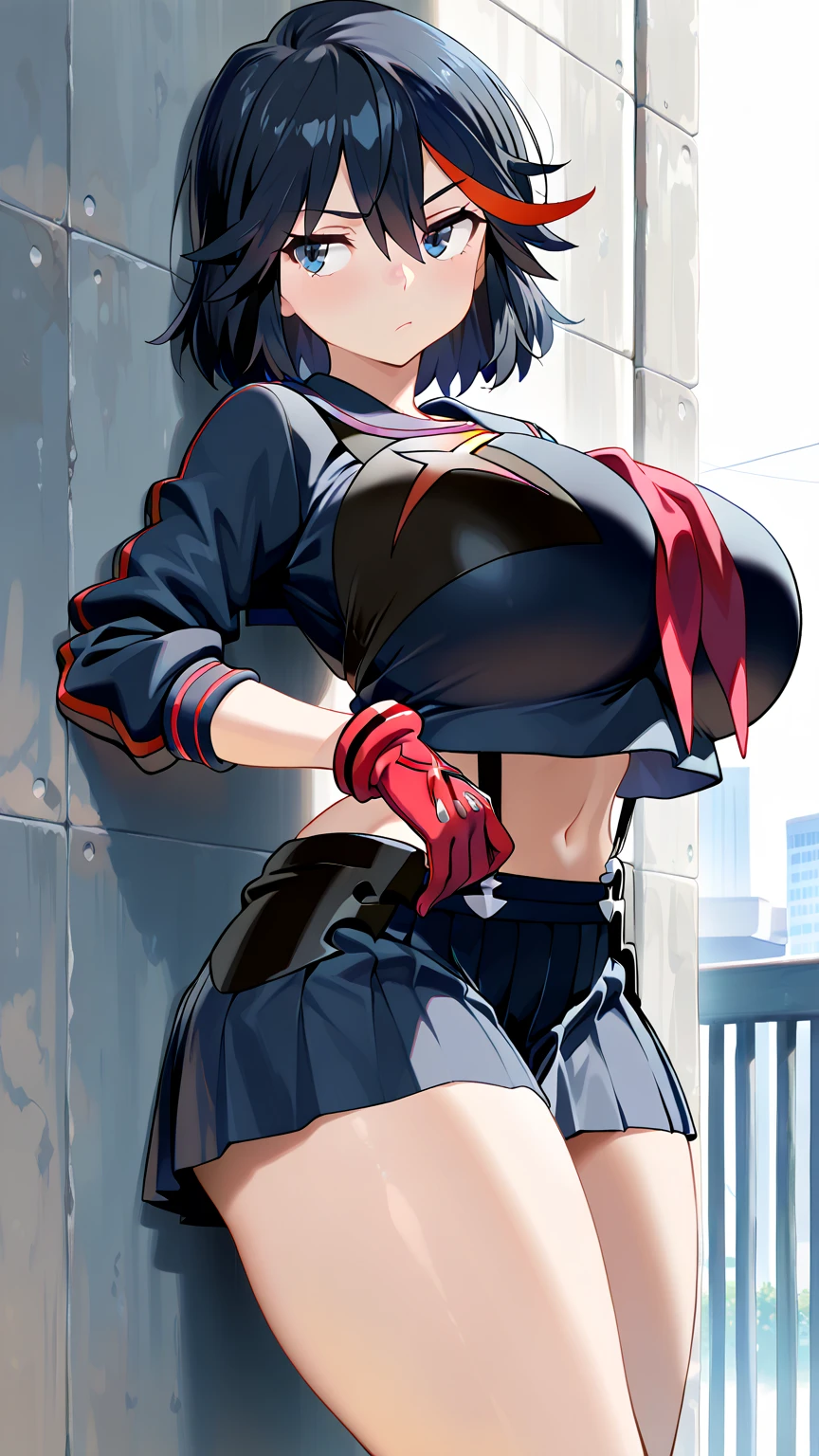 Huge , Naoha Kirigaya(Sword Art Online), 1 girl,real、 bob hair, hair clip, masterpiece、highest quality、Huge tit、School、dynamic angle, lace bra、view with camera、Big breasts that are about to burst:1.7、panties are visible、pointing your butt towards me、Looking back、Lace pink panties、Low - Angle、T-back