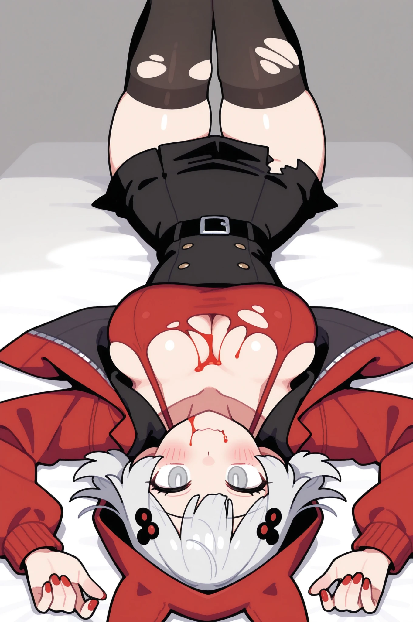 Boy, Red tie , blazer, чёрный расстёгнутый blazer, White hair, pink freckles, breast bundle, Pink eyes, (black sclera on the right eye, heterochromia), Ideal Anatomy, (Best quality, masterpiece:1), fluffy, boy, antro, 4 hands, Gold Tooth, hourglass figure with sharp teeth, body, mixing, Ray tracing, Backlight, blossom, mixing, falling shadow, Fill an image, halftones, movement lines, optical illusion, anaglyph, express lines, vignetting, , retina, masterpiece, accurate, Anatomically correct, textured leather, super detail, high detail, Body hair, hair on the chest, wide hips, Fluffy legs, covered in flower petals, boy , man , femboy, one flower in my hair, 4 hands, smile, solo antro, ((portrait)), ((Wear an erotic outfit)), Stripper, (pink and red underwear), (detailed fur), (detailed skin), (Cinematic blue and purple lighting), (half body shadow), [explicit content], [Sharp Focus], (shaded), ((masterpiece), Brown eyes, (long hair), (atomic hair), medium breast, pectoral muscles, (fluffy мех), fluffy tights, fluffy breasts, furry fantasy art, antro art, High Definition Commission, fluffy art, masterpiece, Best quality, detailed image, perfect lighting, perfect shadows, Perfect eyes, focus on the girl, flawless face, шикарное body, body песочных часов, fluffy, Fur on the body, playful look, half-closed eyes, все body, detailed fur, balanced coloring, fluffy, antro, (привлекательное body), I look at the viewer, seductive look, seductive pose, perfect legs, perfect hair,