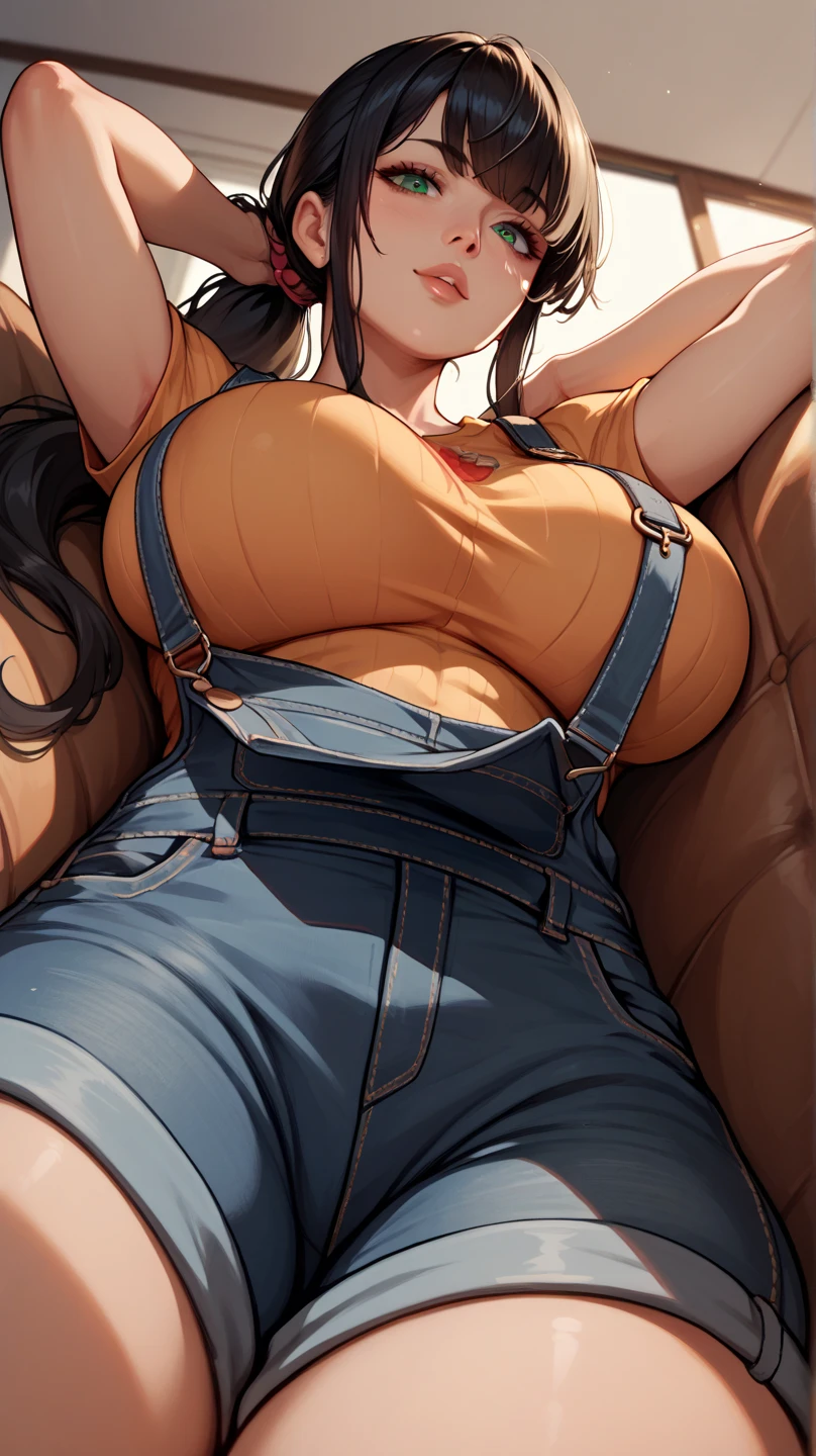 In restaurant, In diner, diner, eating food, drops food, clumsy face, surprised face, yellow shirt, light blue jeans, tight jeans, tight yellow shirt,1woman, very curvy, huge breasts, massive ass, mature, smiling, long brown straight hair, green eyes, sexy , slit on the left side, dark brown skin, pretty face, seductive, slutty, gigantic breasts!!!!, top heavy, overweight, chubby, ginormous breasts!!!!, expanding breasts, out of proportion breasts, worlds biggest breasts in the world, big wide hips, big ass, big juicy ass, bra-less!!!, no bra, no bra, no shirt, , naked, no shirt, no clothing, huge areola, absurd size breasts, seductive, High quality , pink areola , pink nipple, puffy , OPPAI RATIO!!!!, ((((OPPAI)))), bug breasts, colossal breasts!!!!!