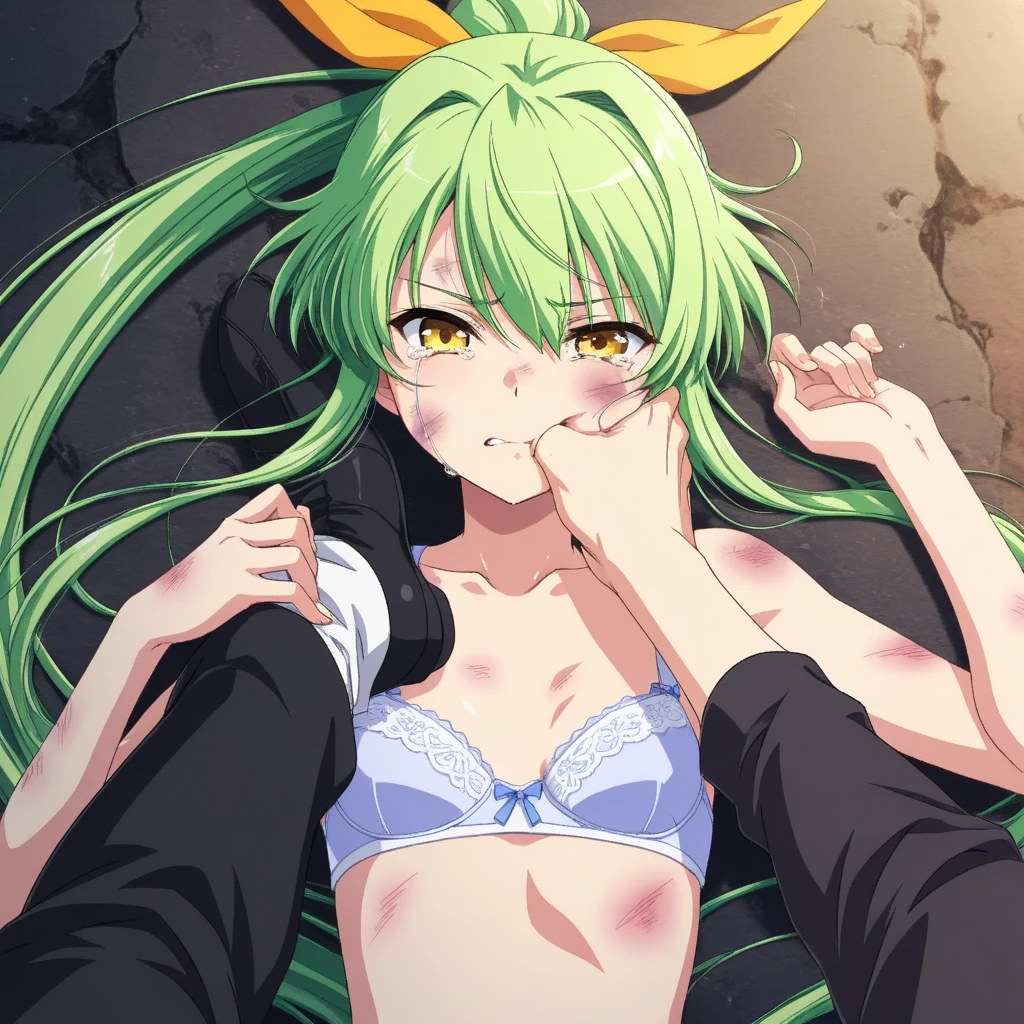 Anime scene of a woman lying on a rock with her head in her hands, Anime de hoje ainda em destaque, Ainda de anime de TV, the anime girl is crouching, no filme de anime, Captura de tela do filme de anime, ainda de anime, uma divindade exausta, anime oficial ainda, anime ainda, Tensei Shitara Slime Datta Ken, captura de tela do filme anime