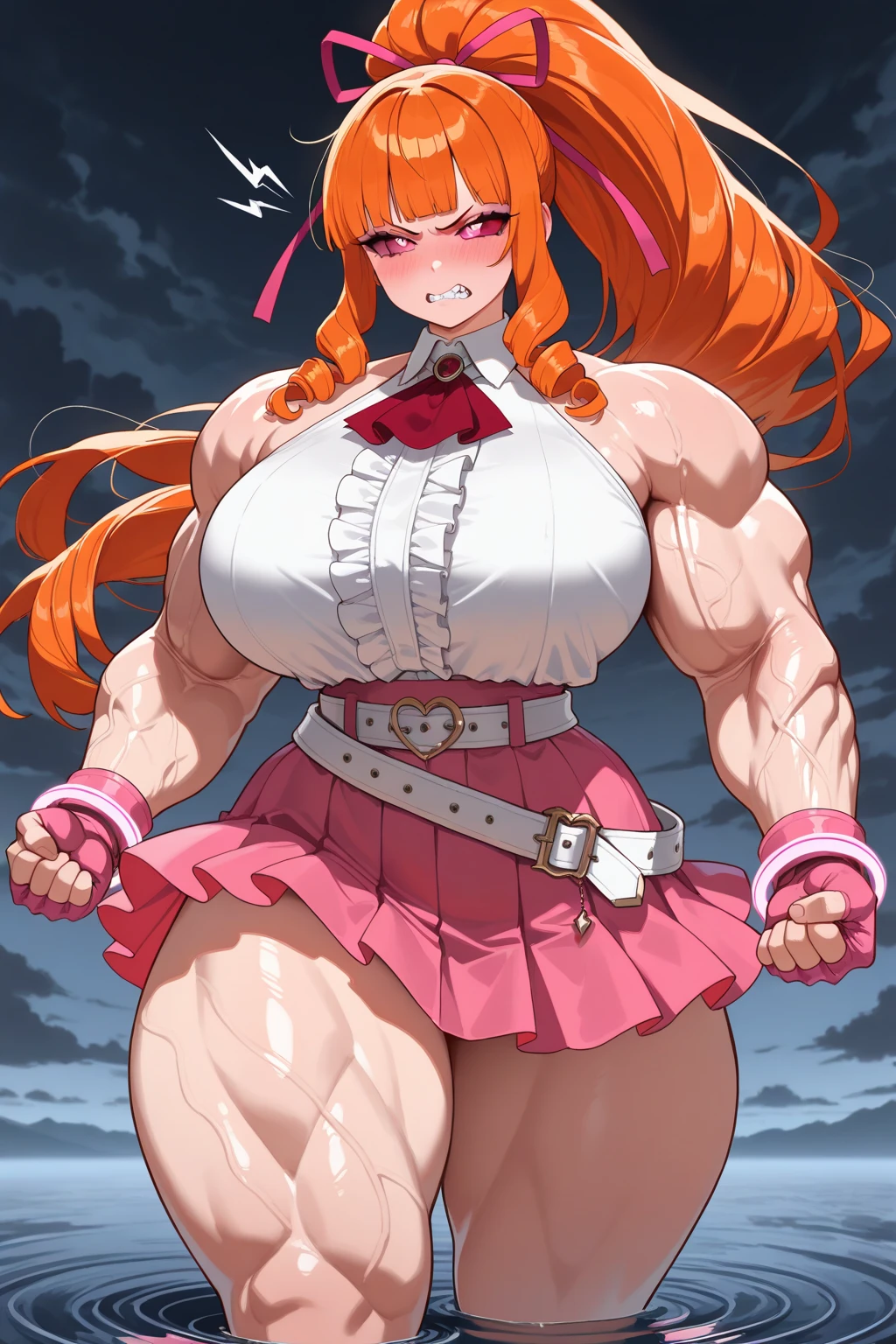 Full body image of Erza Scarlet from Fairy Tail, full body in image, wearing her original outfit (Heart Kreuz Armor with a blue skirt, white blouse, and silver armor), long red hair, female body, athletic and curvy body, dynamic pose, detailed pose, simple background, expressive face showing determination, focus on face, line art, sketch
