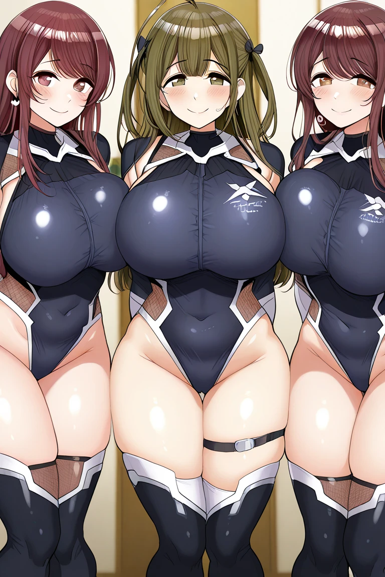 ((Three Pretty knight girls with super colossal breasts hugging each other:1.2)), ((pressing their breasts each other:1.3)), ((Wearing an armor and gauntlet)), Baby face, harem, ((master piece, top-quality, ultra-definition, high resolution)), anime girls, ((ultra-detailed illust:1.2)), bangs, hair between eye, green colored hair, beautiful hair, random colored eyes, Shiny eyes, highlights on the eyes, ((detailed eyes:1.2)), ((Erected Nipples)), Exposure of nipple, Beautiful nipples, ((super gigantic breasts:1.3)), huge tits, Soft breasts, cleavage of the breast, show breasts, emphasize the breasts, focused on breasts, Big smile, enjoying, opened mouth, without clothes, take off clothes, undressed, nude, outdoor, castle, ((bust shot:1.2)), sweaty breasts