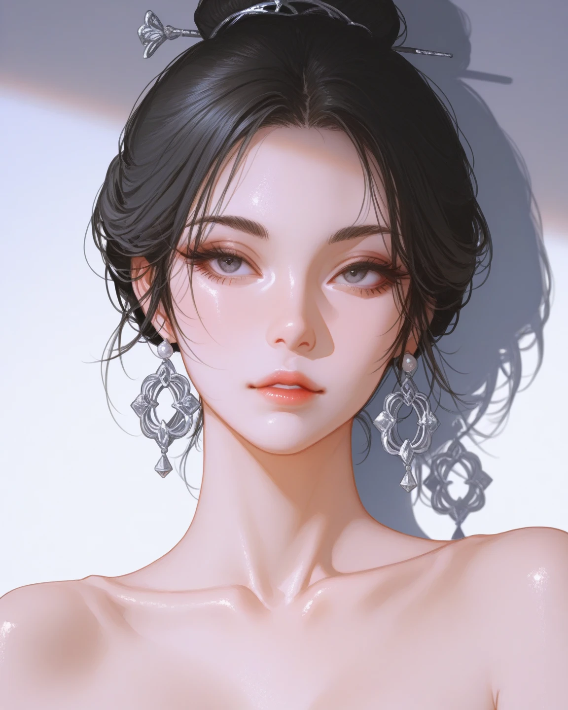 BEAUTIFUL ASIAN WOMAN, long black hair, ASIAN PRINCESS, perfect mouth, WEARING A PRINTED THONG BIKINI, punctuation_9, punctuation_8_upper, punctuation_7_upper, A masterpiece in 32K resolution,highest quallity,It's really amazing,very detailled,ultra-high resolution,(ultra-realistic:1.5),(realisitic:1.5),Greater depth of field,cinematic lighting, (Elegant adult Japanese woman:1.1), long black hair,Ultra detailed and beautiful face,(gentle expression:1.1),Translucent White Skin,(realisitic skin texture:1.1), (sexy swimsuits:1.1), design thrown,artistic design,Beautiful and detailed pattern,detailed fabric texture, Beautiful necklace,aretes, Coast at night,(giant moon:1.1),(Dark clouds floating in the dark night sky:1.1), (dramatic angle:1.5),), THE BEACH AT NIGHT, full moon night.