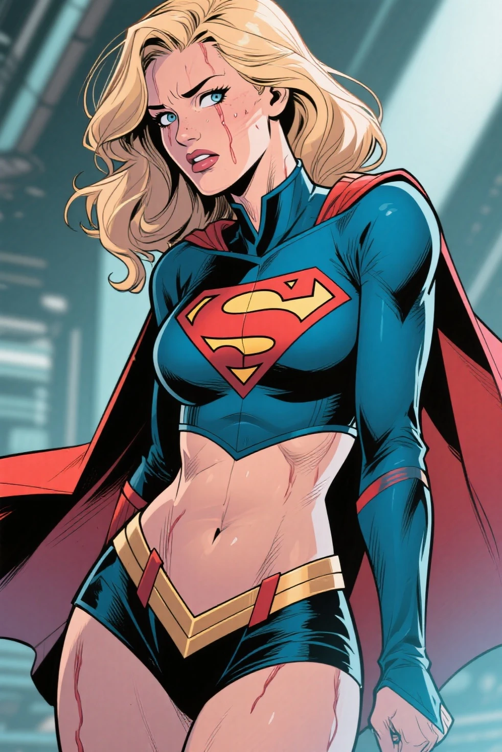 create a white, western, blonde haired, 21 years old, white, with long blonde hair, blue eyes with realistic igamem raw 8k, in the car at night, insinuating herself into the lens, white panties with superman letter S, volume in the panties, bulge in the panties, effeminate boy, transexy, short skirt, pleasure, wet, honeydew, superman symbol S in the background. --auto --s2