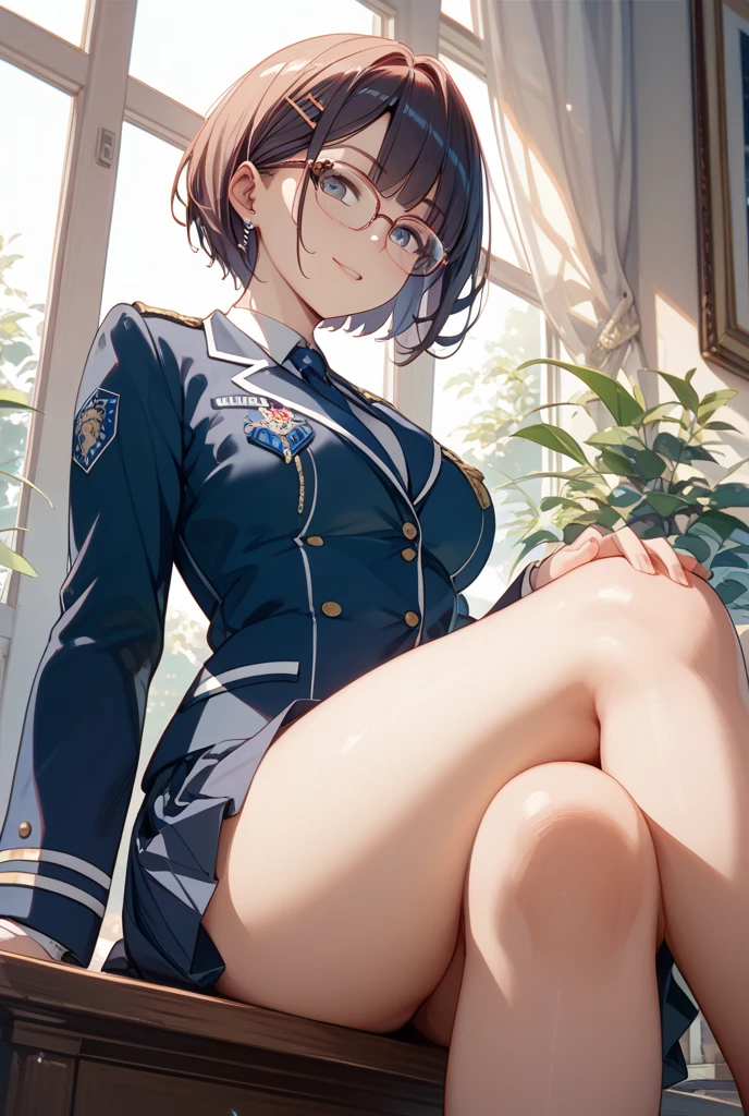 ((最高品質)), ((傑作)), (詳しい), 完璧な顔 on the bed,full body,from front,lying on back,arms up,((spread legs)),moody face,bashful,looking at viewer,((chignon)),((slicked back hair)),Asia airline uniform,Stewardess uniform,flight attendant,mini skirt,lift skirt,((race stocking)),break,thin micro bikini,black glasses,high heels,perfect nipple, extremely detailed nipple, round areola,pussy,
