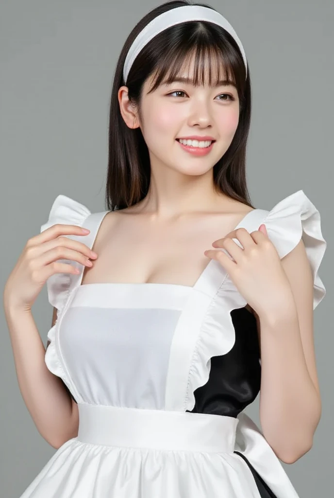 (A masterpiece of image quality in 8K),(Beautiful Ala-Fed Woman),(((emphasizing :1.3))),(Dynamic angles),(Dynamic and  bending pose:1.3),(crouching down:1.3),(Short hair in shiny silver and orange inner colors,large full breasts,Disturbance of clothing due to movement,breast slip,(Ponytail twisted buns adorned with elaborate braids and beads,Braided Setup Fishbone Hair,),(see-through bangs),Huge breasts、(((A white lace apron that shows your  from under your big breasts....)))、Blush with embarrassment、Enraptured eyes、A smile that beguiles the viewer、(Look back:1.7)、Look into the photographer,skin glistening with sweat,gazing at viewer,,(Professional Lighting),(8K,masutepiece,top-quality,Ultra-high resolution output image,),(Ultra HD with complex detail image modes),depth of fields,Beautiful hands,Beautiful fingers,Detailed finger features,(Detailed hair features:1.7),detailed facial features,detailed clothes features,