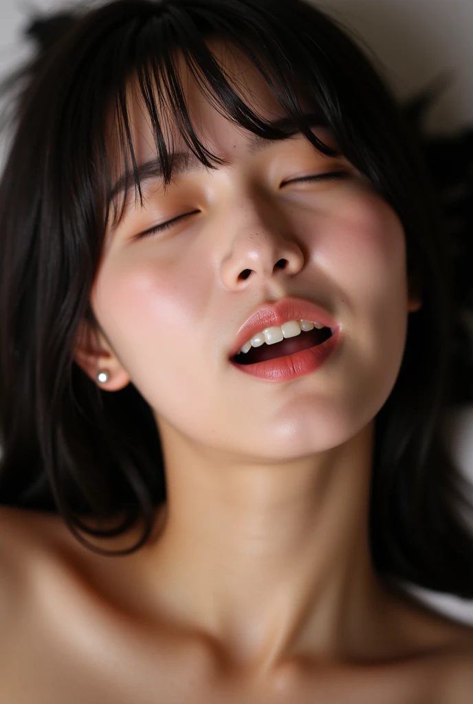 ((Top Quality, 8k, Masterpiece: 1.3)), Beauty, korean 1 Girl, Big: 1.3, Slender Abs: 1.1, Dark Brown Hair, (Lying on the Bed, Open with Legs Upright: 1.2), Ultra Detailed Face, Highly Detailed Lips, Detailed Eyes, Double Eyelids, Bra Red, Wet, Sweat, Orgasmic Face, Strips, All Fours, wet body, pubic area showing, pubic hair showing ,face focus, from below, naked, having penetration with guy, looking at viewer, NSFW, aroused, screaming, sorrow eyes, closed eyes, looked up sky, open mouth, in hotel room,