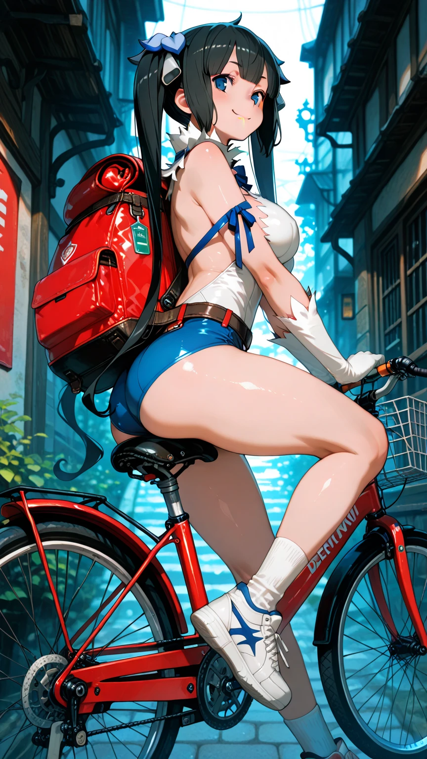 Hans Bellmer, Hiromu Arakawa, Frank Frazetta, Surreal, mysterious, strange, fantastic, fantasy, Sci-fi, Japanese anime, asteroid belt, miniskirt beautiful high school girl's bicycle trip, perfect voluminous body, chasing the comet, detailed Masterpiece dynamic action poses