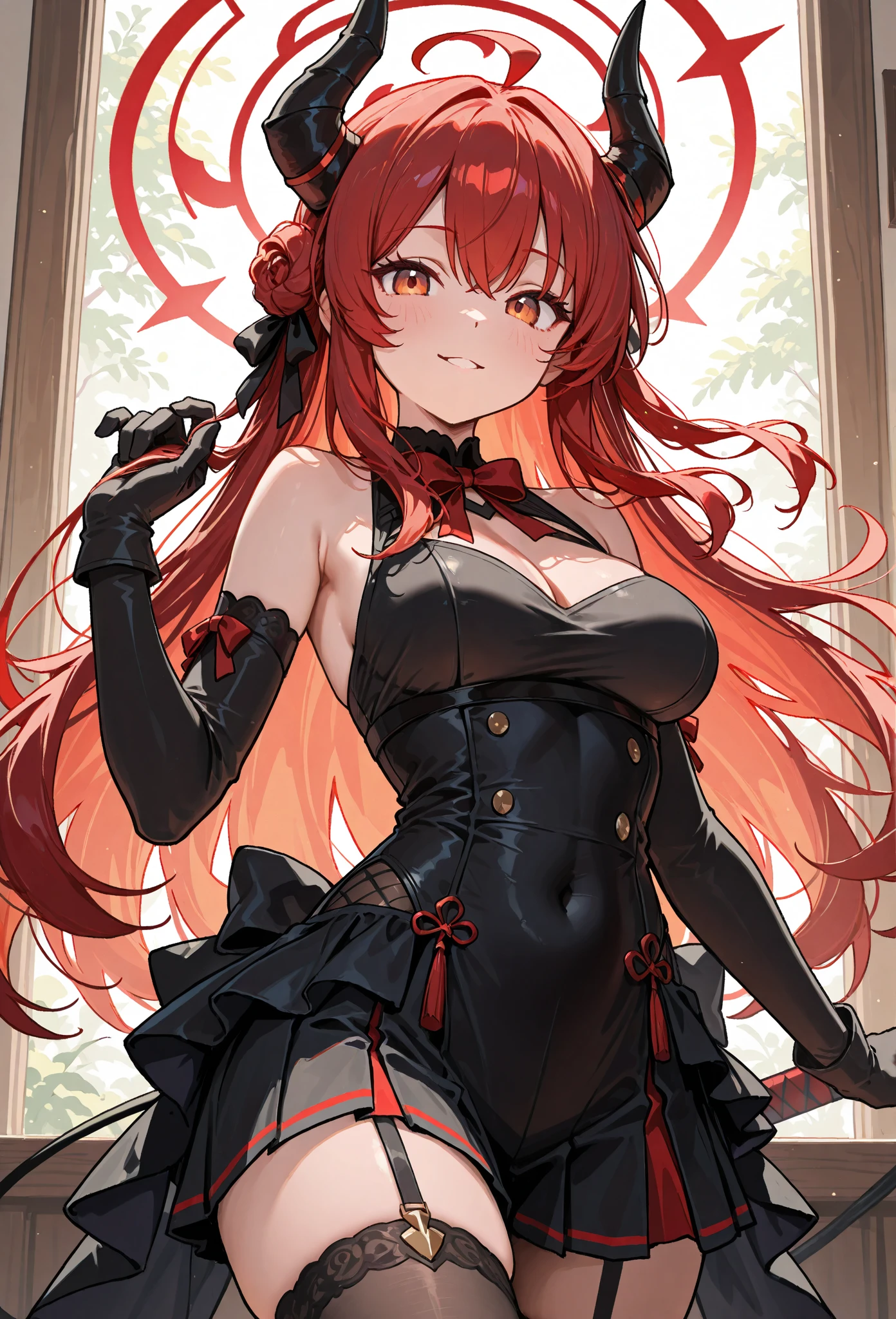 8k,Super Detailed Game CG, (High resolution:1.1),(Absurd:1.1), highest quality, 超High resolution, 最High resolution, Very detailed, One Girl, KurumiBase, (Clock Eye), Heterochromia iridis, (Red eyes:1.2), (Yellow Eyes:1.5), (((Long twin tails))), hair band, Red dress, Frills, Removable sleeves, Frillsチョーク, Show Viewer, alone, Pretending to be embarrassed, Upload to TikTok