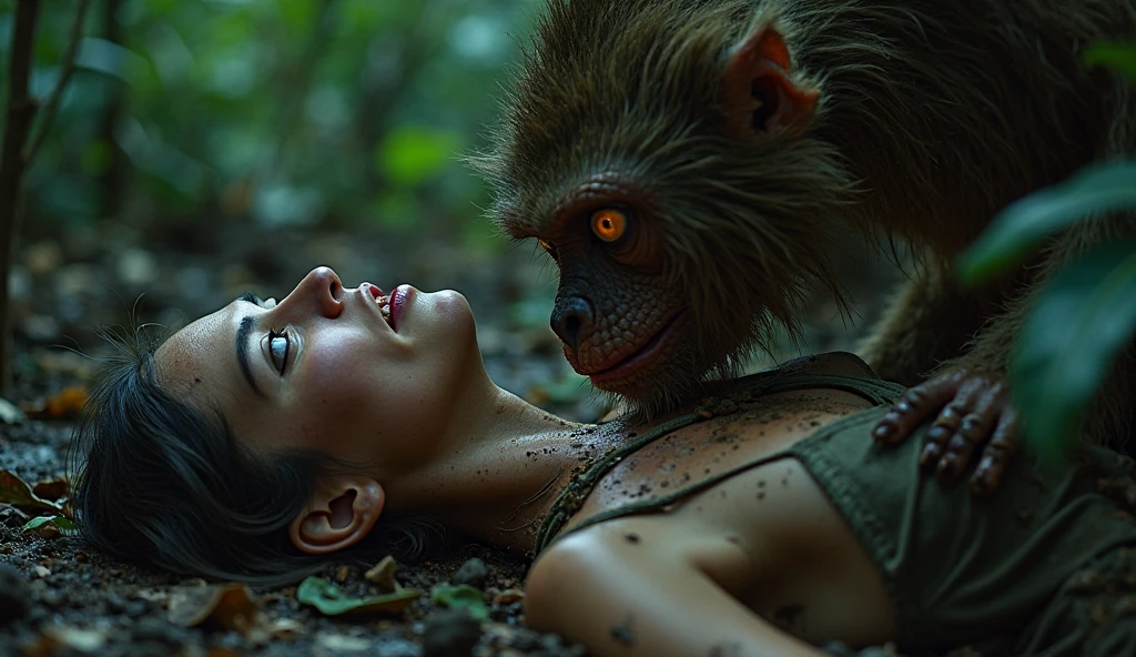 A beautiful young woman (Emma Watson) in a  string bikini, happily showering with her large pet cheetah, joyfully scrubbing herself and the sad cheetah, hyper-realistic, photorealistic, 8k, masterpiece, award-winning photography, dramatic soft lighting, detailed  features, detailed eyes, detailed lips, long eyelashes, buxom figure, shapely buttocks, serene expression, affectionate interaction with cheetah, lush tropical shower room setting, ornate tiled walls, steam and water droplets, dynamic composition, vibrant colors, cinematic quality
