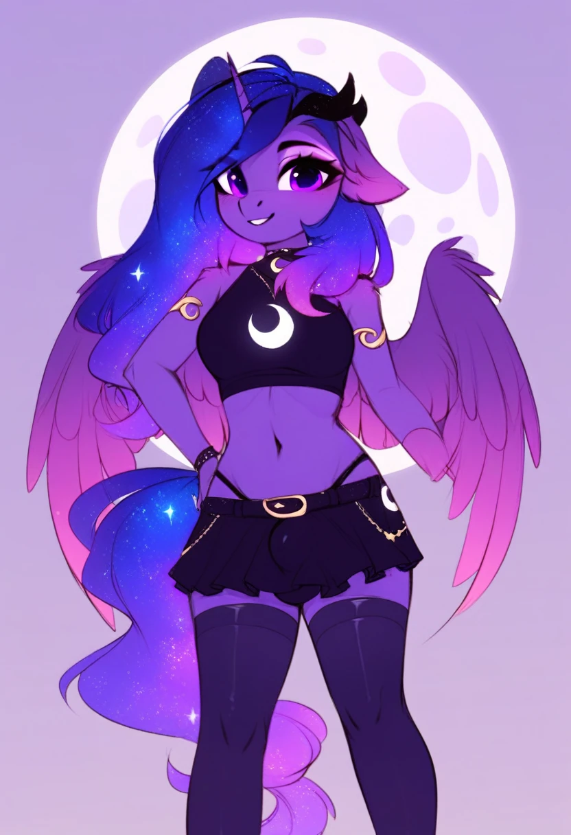 score_9,score_8_up,score_7_up,score_6_up, (my little pony), radiant lighting, vibrant colors, whimsical atmosphere, 8K, high resolution, highly detailed, masterpiece, dark-red body, ((long purple hair)), purple dark eyes, black camisole top, black thong, seductive pose, showing butt, medium breasts, (succubus horns), (succubus wings)
