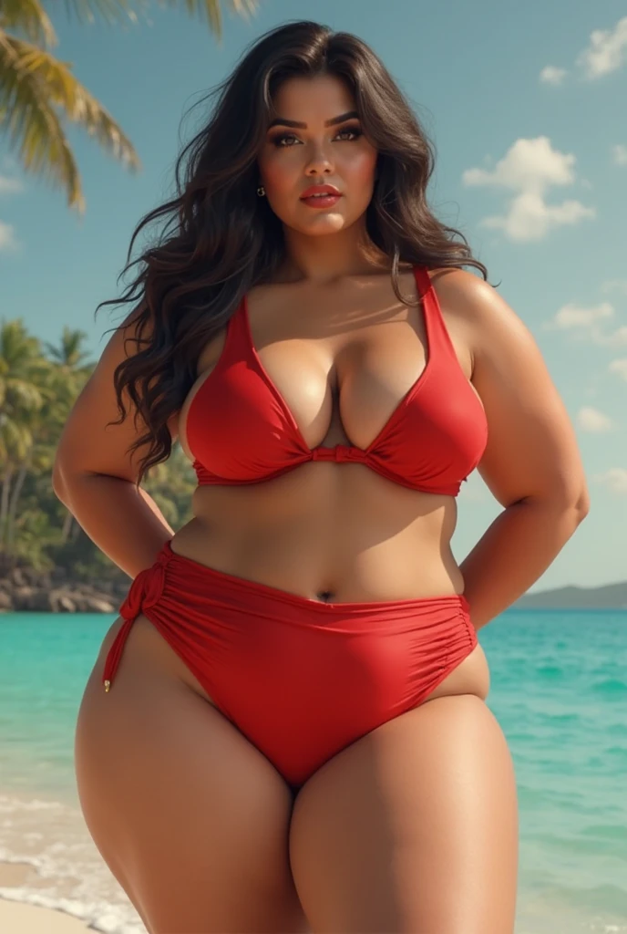 Beautiful plus size Indian super model with big .bikini