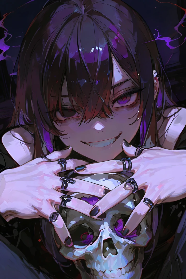 anime guy with purple hair and a chain around his neck, handsome guy in demon slayer art, digital art from danganronpa, key anime visuals, key anime art, ((chains)), gapmoe yandere grimdark, high quality fanart, wearing a bandana and chain, handsome japanese demon boy, trigger anime artstyle, jojo anime style, highly detailed exquisite fanart