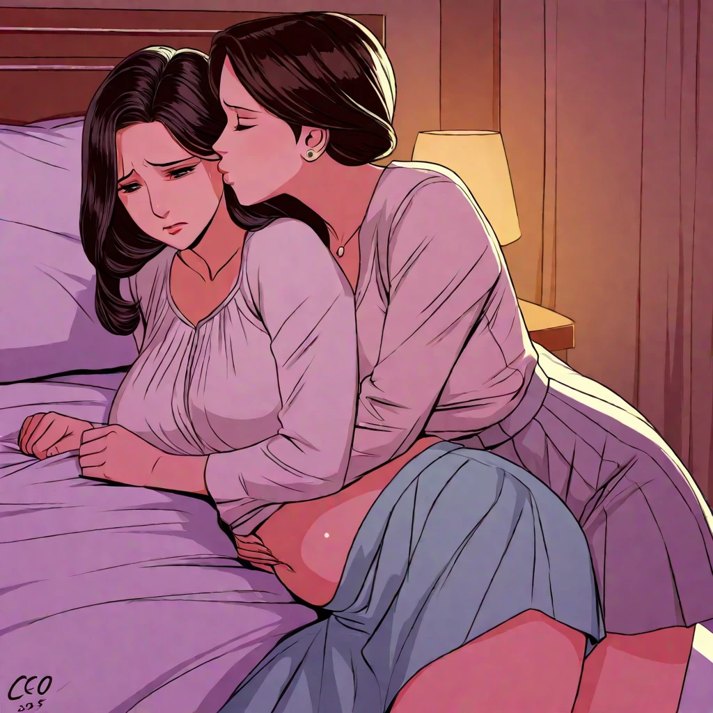 A sexually awkward image of your distinctly different two headed Italian conjoined twin sisters one head is uncomfortable with her sister touching her penis while her equally uncomfortable second head is having her first male orgasm and staring away from her sleeping sister while she masturbates her penis for the first time in her life
