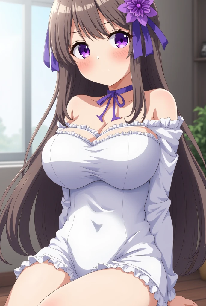 Marinette Akizuki, Hamana Akizuki, Long hair, Brown hair, (Purple Eyes:1.1), rest looking at viewer, rest indoors, rest (masterpiece:1.2), best quality, high resolution, Unity 8K wallpaper, (illustration:0.8), (Beautiful and delicate eyes:1.6), Extremely detailed face, Perfect lighting, Extremely detailed CG, (Perfect hands, Perfect anatomical structure),Smooth skin, Smile, Happy,Slim,(beautiful,Chest:1.3), whole body, light green bra, Lace, light green panty, Petite,Perfect hands, Perfect hands指, school uniform, skirt