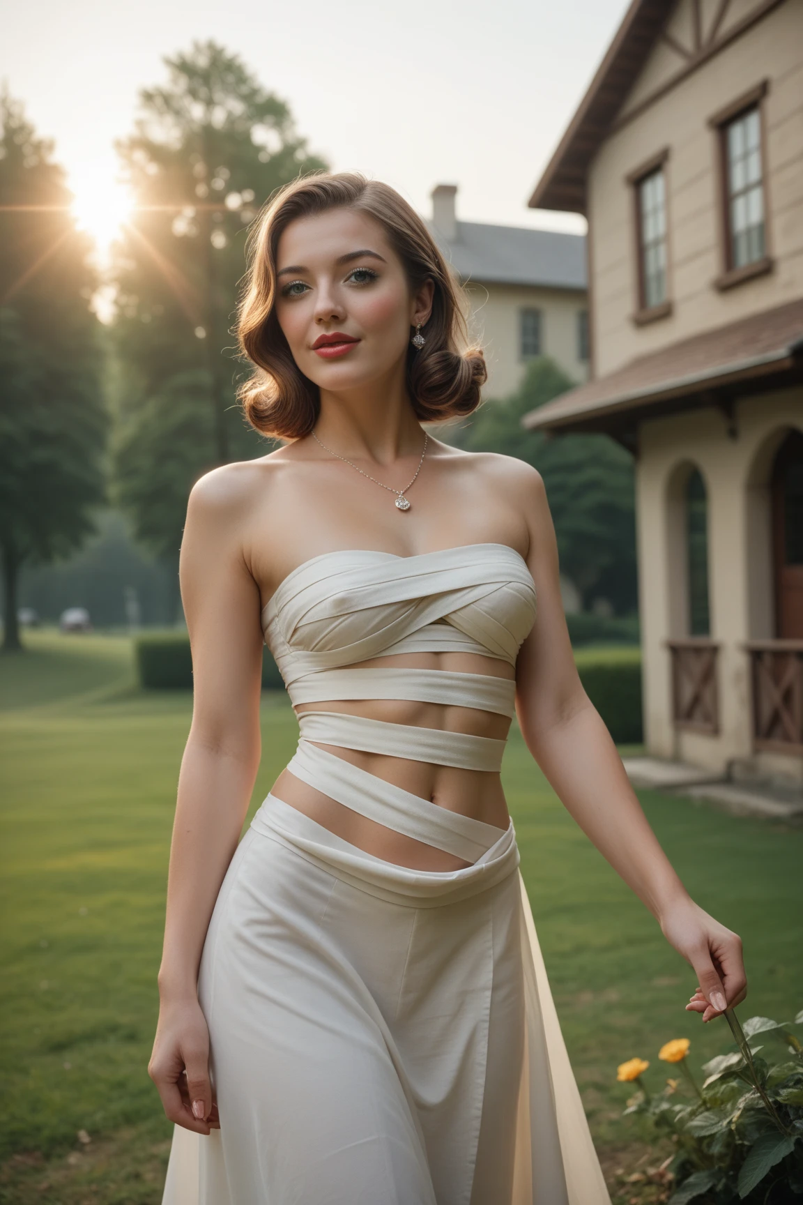 (armpits:1.3), (white nurse clothing:1.2), medium closeup, bare shoulders, (analog style, RAW:1.1), professional photo of pretty beautiful Emilia Clarke large breasts, standing