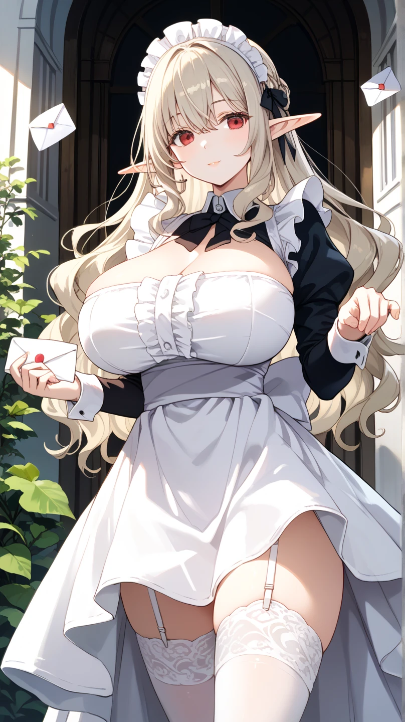 (((masterpiece))),(((High resolution)))、(((perfect face)))、(((Beauty)))、Bedroom、(((beautiful face)))、((((Maid clothes))))、looking at the camera、((high quolity eyes)), big breasts、Plump