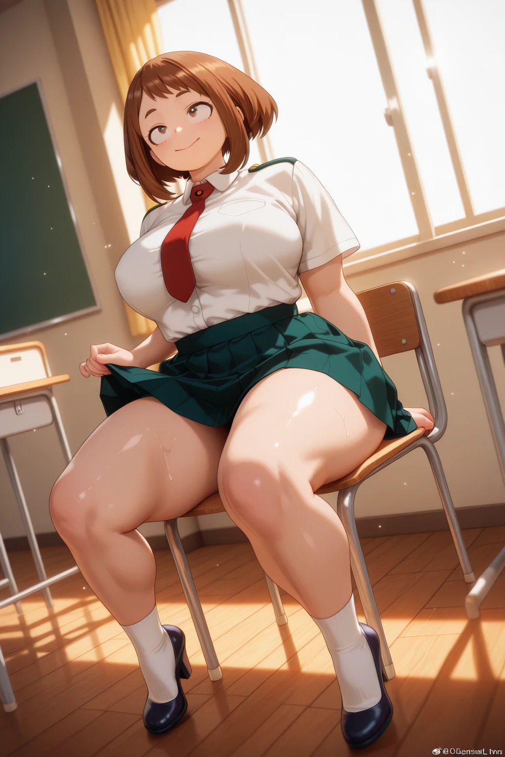 (Very detailed,Highest quality,16K,High resolution,masterpiece:1.2),(Perfect Legs,Correct toe position),(Realistic,photoRealistic,photo-Realistic:1.37),One Woman, Nobara Kugisaki,Blue Skirt,turtleneck,Blue jacket,Crop top overhang,


Beautifully detailed sweat glands,Smooth skin texture,Carefully drawn,Beautiful Eyes,

Black Stockings,No shoes,(humidity:1.2), Lively expressions, (Beautiful Skin),(Big Breasts),Sticky with sweat,In a dynamic pose,((Showing off the soles of your feet)),Sitting at a desk,((Steam is coming out of the soles of the feet)),Low angle from the foot,

jujutsu kaisen,indoor,classroom,