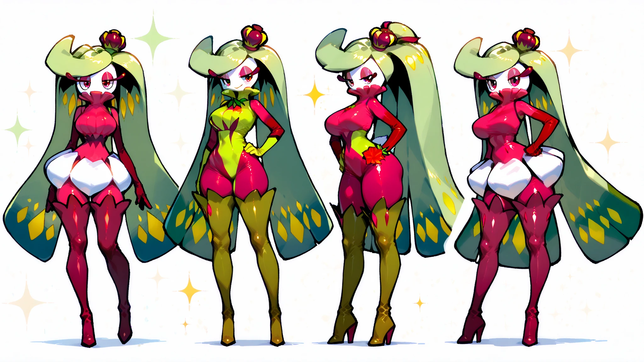 erotic lingerie design inspired by power puff girls , in various views (front and back) ((Character sheet))