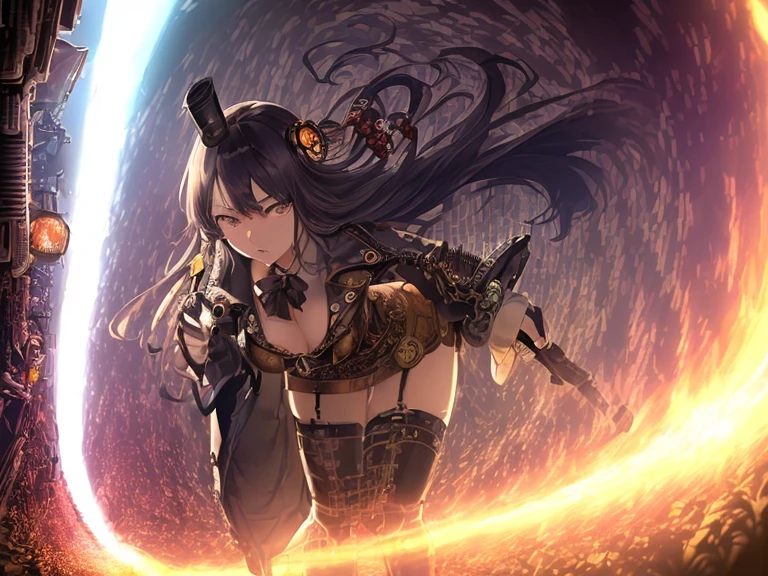(waifu), ((giant throne)), ((huge throne)), marle barrock, ((long hair)), more background, medieval, (full body), (high resolution), (high res), great quality, mature, perfect eyes, strong shadows, detailed face, detailed abs, direct light, under light, strong jaw, massive ass, neon lights, thick thighs, long torso, wide waist, skinny torso, fit, perfect face, neon light, (tight armor), (colorful vibrant light), messy hair, black armor, curvy, sexy, hot, black hair, messy hair, 