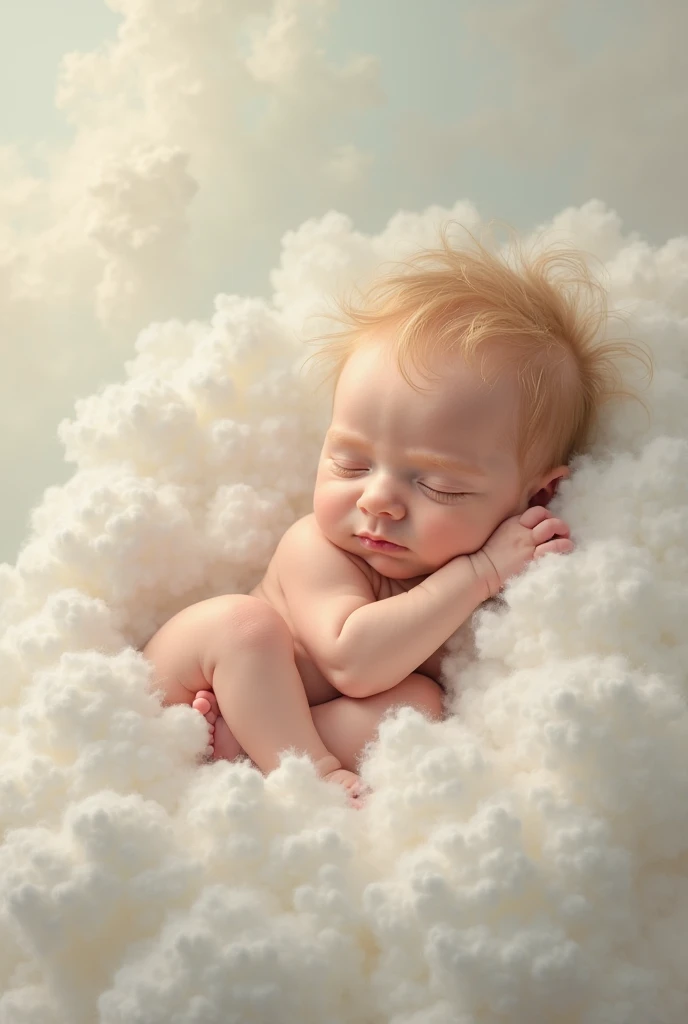A baby sleeping in a cloud