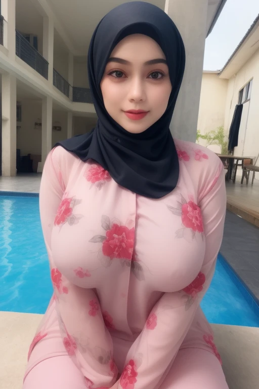  (Raw photo:1.2), (Photorealsitic), a beautiful detailed hijab girl, extremely detailed eye and face, beatiful detailed eyes, huge filesize, hight resolution, highly detailed, top-quality, [​masterpiece:1.6], illustratio, highly detailed, finely detail, top-quality, 8k wallpaper, Cinematographic lighting, 1girl in, 17 age, perfect body type, medium breasts with tension、【Colossal 、heavy breasts、J-Cup:1.9】、Cute drooping eyes、Beautiful big eyes、Sweaty and wet、【sexual excitement:1.8】、(the whole body is wet:1.2)、Light in the eyes、hi-school girl、long sleeves tight shirt and legging 、(in a swimming pools)、dynamic poses,a 18 year old girl、Slim and Slender Figure (big boooob hots)