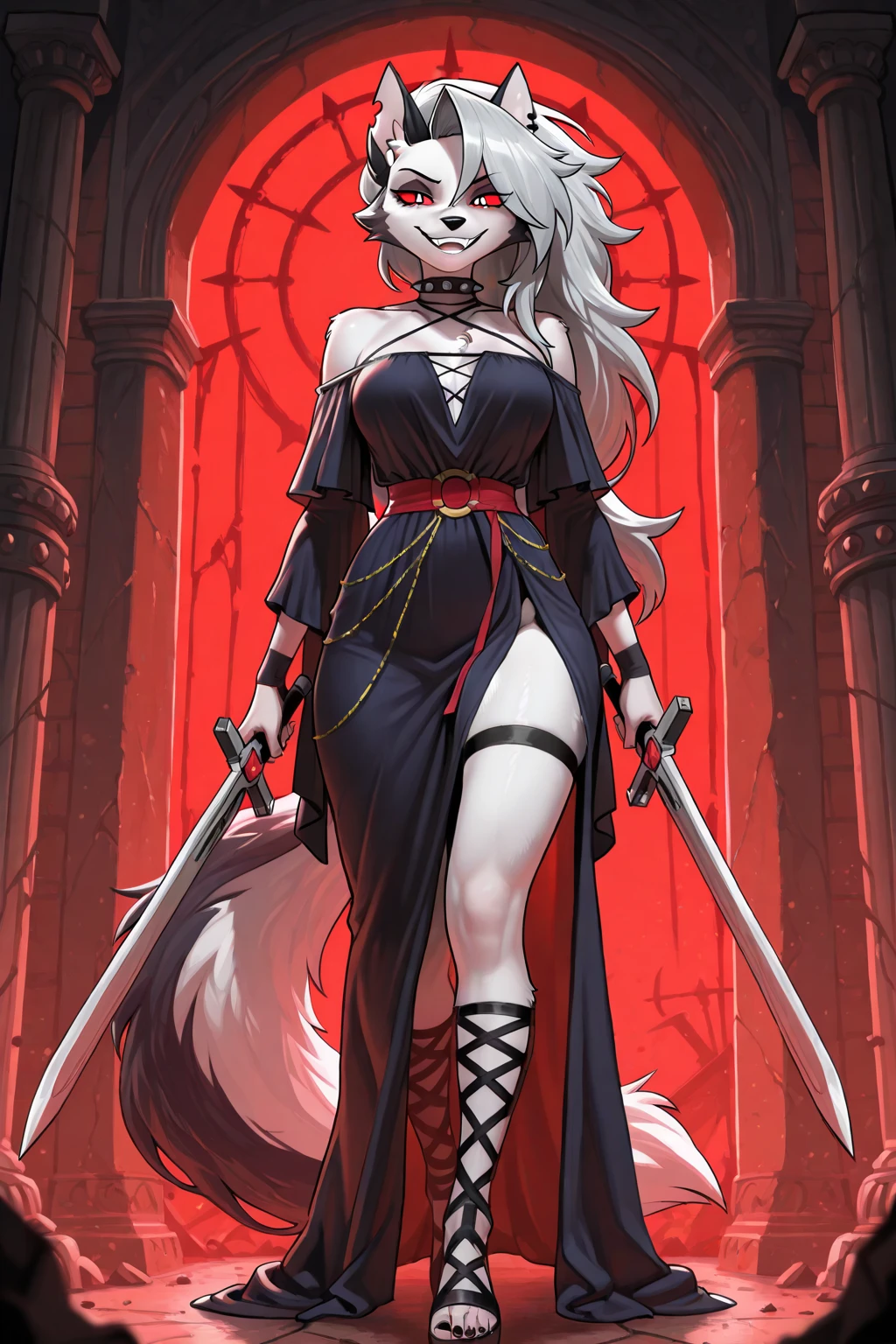 beautiful girl, full body, beautiful eyes, long thick hair, bloody revolver, fluffy animal
