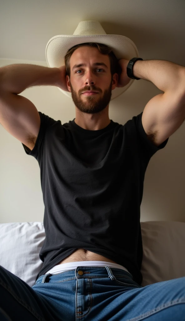A sexy  but innocent looking European man,  returning home ,he is tired after office work, he is  sweating ,  , undressing himself, handsome face, ,black hair , homoerotic,   , looking at camera, seductively,nsfw, homoerotic,  best quality photo ,penis