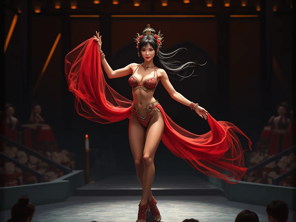 hiqcgbody, high detail RAW color photo, bodybuilding physique, (elegant, beautiful face), (skin detail), (oil: 0.6), (Tesla coil: 0.4), soft light, (side light: 0.8), shadow Projection, deep focus, shot with Leica 10772 MP, 85mm macro lens, F/8 aperture, film still, model (office ol, sexy), (extremely detailed face) (very detailed and expressive eyes), (((small_breasts, delicate big, exposed breasts, exhibitionist))), revealing clothes