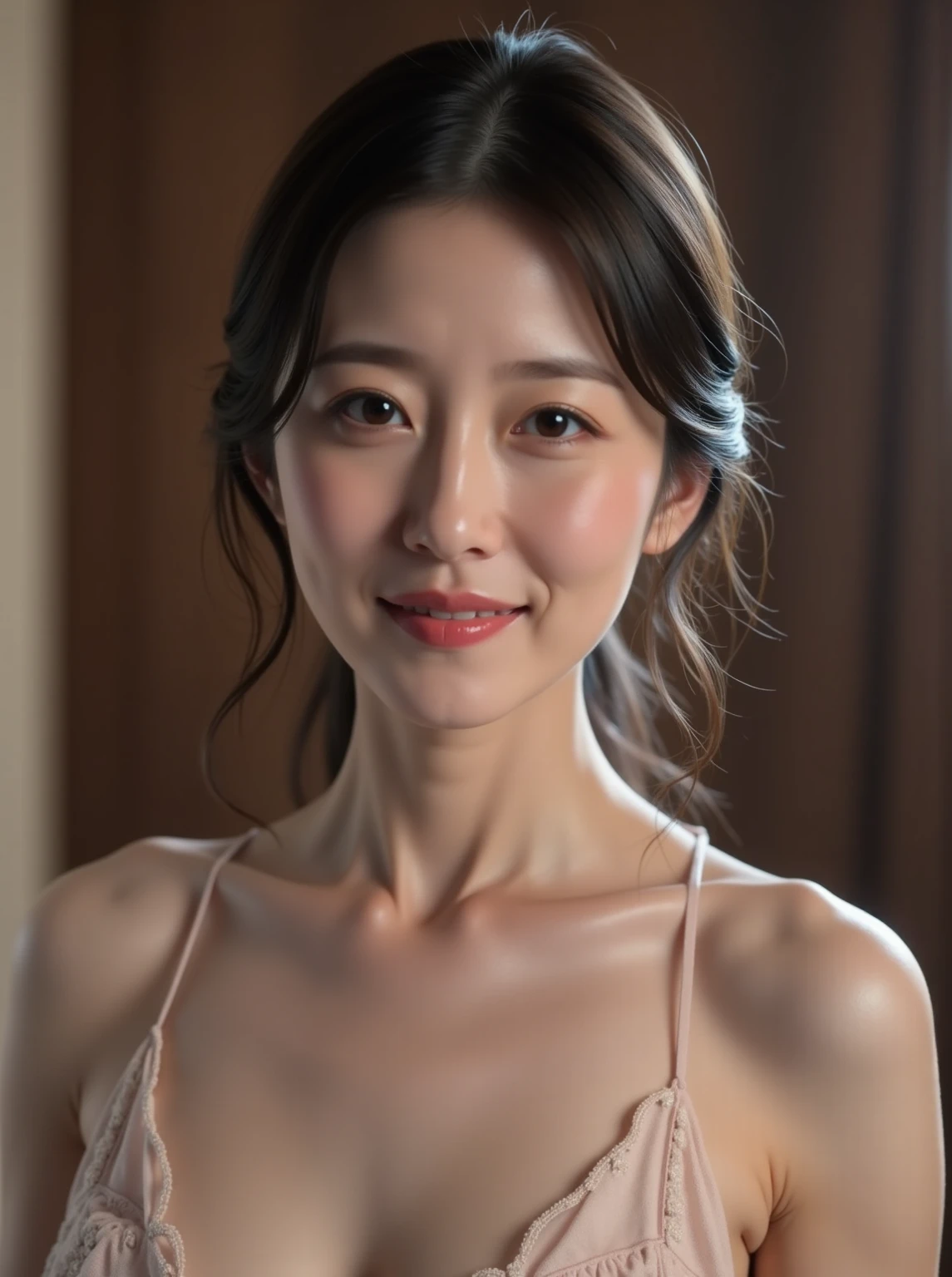 (Photoreal: 1.4), (Hyperrealistic: 1.4), (Realistic: 1.3), (BRAV5), (Smooth Lighting: 1.05), (Improved cinematic lighting quality: 0.9), Full Body Photo, 32K, 1 Japan girl, 20 year old girl, (((Very delicate body, slender abs: 2.5)), Thin waist, Small breasts, ((( Bare Top Bikini: 1.3)), Realistic Lighting, Backlight, Face Lights, Ray Trace, (Whitening Light: 1.2), (Image Enhancement: 1.4), (Best Image Quality: 1.4), (Best Image Quality: 1.4), (Detailed Eyes), Fine Face, (Joy, Blush), (Tired and Sleepy and Satisfied), (Increased Mood of Body Lines: 1.1), (Increased Beauty of Skin Texture: 1.1), 180mm lens, (Nipple Shadow) 、