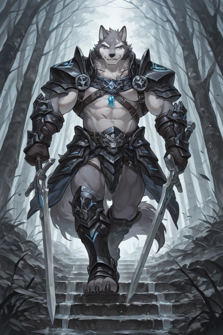 Solo Sexy young anthro furry wolf male mercenary medieval solider, slim endomorph muscular, anthro handsome gay shorter muzzle, handsome gay model male apperance, sword scars, worn out leather skimpy armament, low on hips heavy leather belt, old very worn out skimpy dirty linen material jockstrap, old yellow dirty worn out stains on white sawn jockstrap, very visible "x" brown seam pattern on the jockstrap, studded skimpy armlets breastplate armor, skimpy breastplate, leather bondages, fingerless leather gloves, smelly unwashed furr, dirty body look, desert battlefield, standing in sexy fighting position, close view of full character