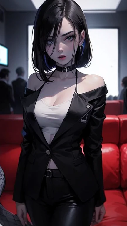 1girl, blush, large breasts, skindentation, deep skin, Tae Takemi, mascara, (fashion make up), smiling, parted lips, choker, indoors, volumetric lighting, (TALL), ((skinny and Long legs)), thin waist, wide hips, voluptuous, white labcoat,
masterpiece:1, best quality, highly detailed, quality, (round ass), Romantic, persona, volumetric lighting, intricate details, tonemapping, sharp focus, hyper detailed, absurdres, adult woman, beautiful woman, (best quality), red nailpolish, late night, moonlit, romantic, lowra, sitting in computer chair, legs crossed, stiletto heels, ((dress goes to mid thigh)),