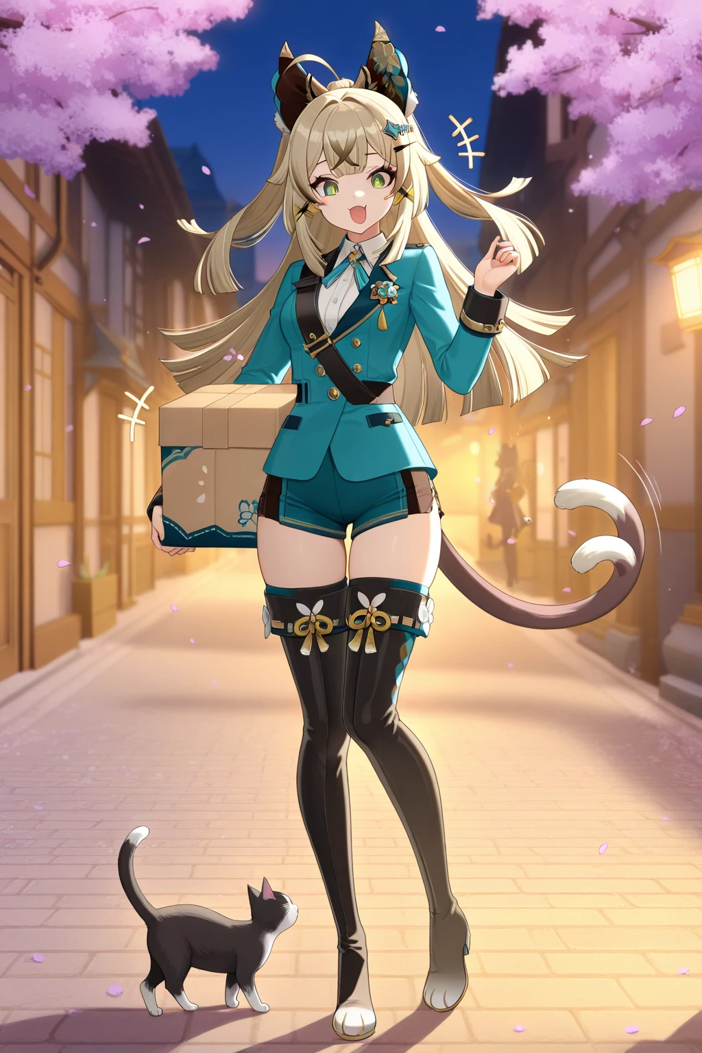 ((masterpiece)), (best quality), (detailed), (1 girl), <lora:Lora:0.8>, <lora:ayundaRisuHololive_v1:0.8>,ayunda risu, squirrel girl, squirrel tail, squirrel ears, witch hat, witch, black dress, jacket, white shirt, gold trim, medium breasts, :d, neck ribbon, pink flower,<lora:disgustFacial_v1:1>,intenseglare