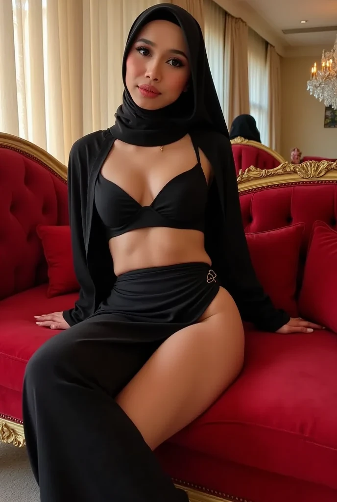 4k, RAW photo, best quality, realistic, photo-realistic:1.37, photo of a women in black hijab, 1girl, lighting, wearing black fit abaya, wearing niqab, big bumb, whole body, sexy girl, mature bodies, white girl, White high heels, legs, showing thighs, Sexy pose, mature bodies, big body, White high heels, big breast, big boobies, malay girl,