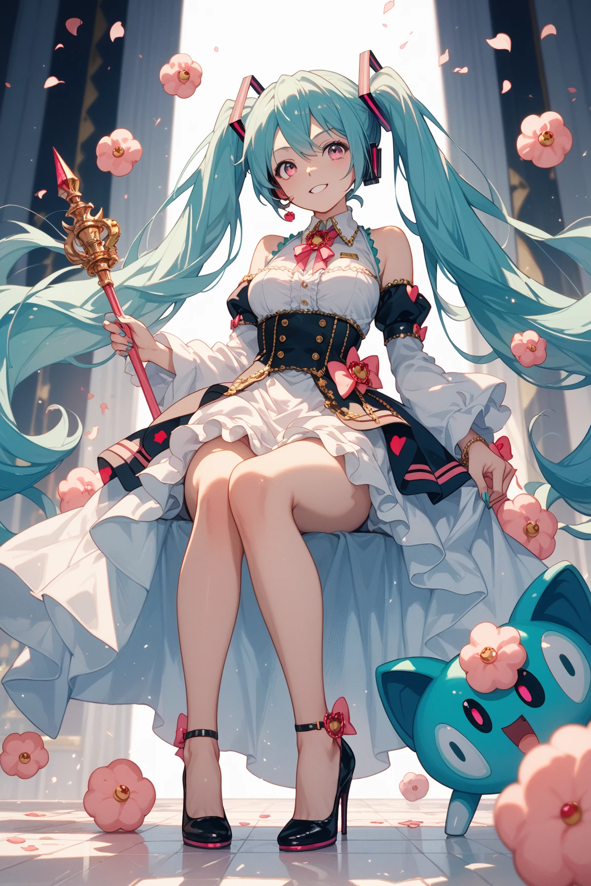 [(white background:1.8)], (isometric:1.0), double exposure, lace, wide shot, full body,//1 girl,(lop rabbit), lop bunny sorceress in tea party, (long floppy bunny ears going down,) wearing a big hat, cute and happy, surrounded by vibrant colors and colorful splashes - a true masterpiece! surrounded of cute magical flying items like potions teacups, spoons