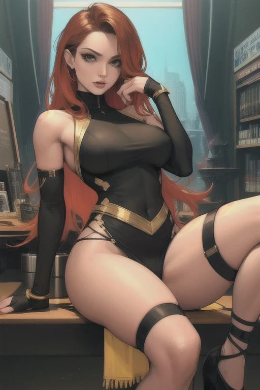 ((best quality)), ((masterpiece)), (detailed), Photorealistic, high resolution, mature woman, Hips up, jewelry, เสื้อผ้าขนาดใหญ่, high ponytail, red hair, หน้าอกใหญ่, HDR (high dynamic range), After processing, Anisotropic filtration,depth of field, Maximum clarity and clarity, multi-layered surface, perfect proportions, 8K raw files, กระโปรงสั้น, natural lighting, soft lighting, sunlight, evening, Feiyu_clothes, red-fabric, gold embroidery, Gold embroidered black bracer, ผู้คนมากมาย