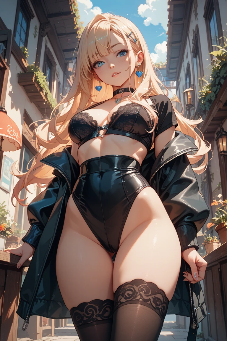 Perfect body, Blonde beauty, Bewitching makeup, masterpiece, Highest quality, Streetwalker, In front of the station, Very shiny skin, Summer clothes, Big Tits, A pretty and pure face,