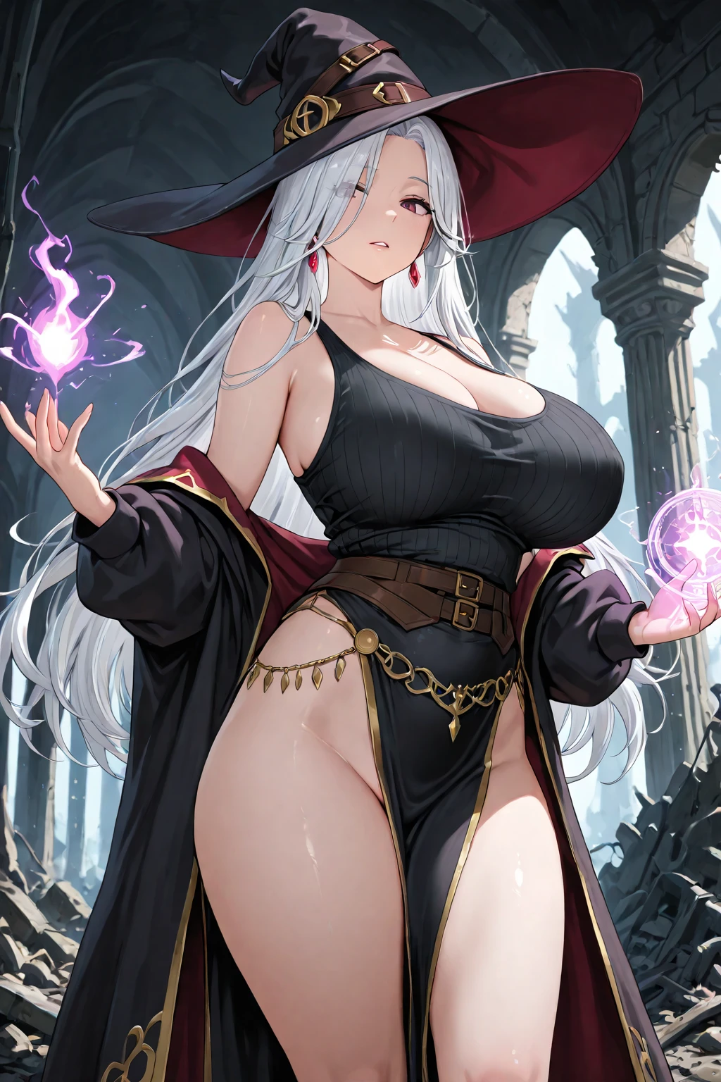 Game characters、mages、summoning、A Necromancer、k hd、Green light、femele、Huge breasts、stocklings、black lence stockings