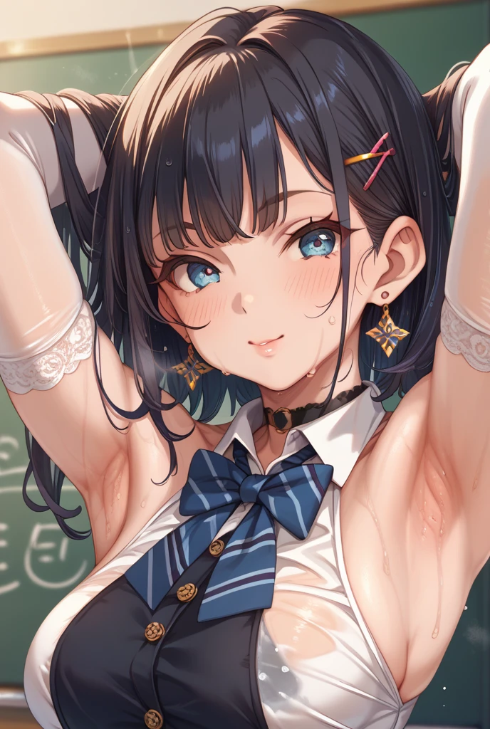 nsfw,(((masterpiece))), (((best quality))),((masterpiece:1.5)), (best high quality), (ultra high res), (ultra highly detailed), (8k:1.3),anime colored,perfect hands, perfect fingers, perfect legs,(cowboy shot,from front),(forehead:1.2),1woman,solo,idolmaster, ((arisu tachibana)),(14years, beautiful girl), (beautiful eyes),((((beautiful hair)))), (long straight hair),(((black plastics flame glasses))), (wet hair), (wet skin), ((Sweat)), ((vapor)), (flat chest,small breast), (expensive),((wariza)),(spread leg),(open pussy),(love juice:1.2),(many sweat:1.5),(pubic hair:1.3),(bottomless:1.5),(elementary school uniform:1.5),((open clothes:1.5)),(undressing)(wet clothes),(no bra,no panty),(open your mouth), ((a big smile)), ((out tongue)),(Nice touch), (one eye closed), (saliva),(nose blush),(bukkake:1.6),(cum on face,facial:1.4),(multiple penises, surrounded, multiple boys),(class room,twilight),blurry background,motion lines,looking up at viewer,),(dynamic pose),(spoken heart:1.5),(peace sign:1.5),(class room,background:1.5),(bloom:1.3),(Commemorative photo 1.5),(happy Face:1.3),(ahegao),(sex:1.5),(bitch:1.5),(grin:1.3),(look at viewer),