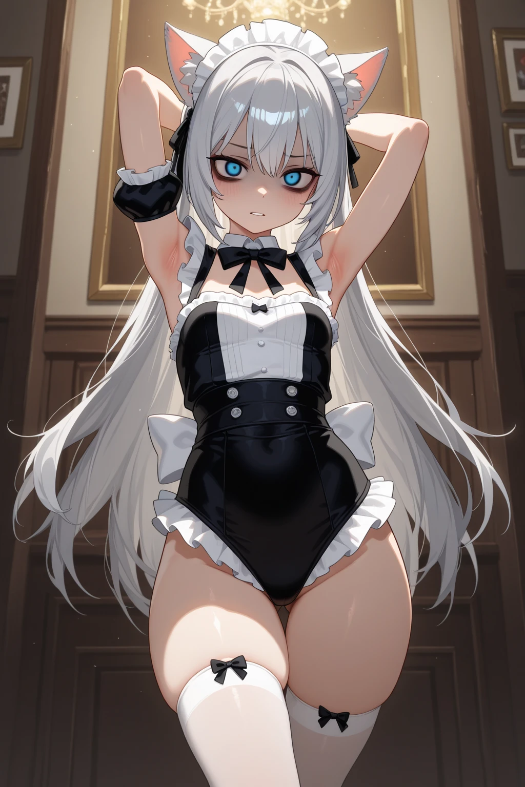 (masterpiece, best quality, highres),
elaina, solo, long hair,  looking at viewer, high heels, braid, indoors, bunny outfit, a playboy bunny, bunny girl