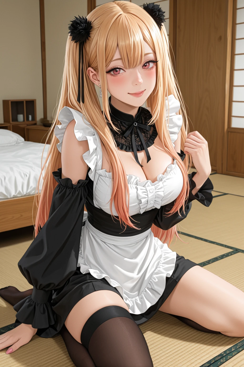 pieces fly、masterpiece、highest quality、Super detailed、High resolution、High resolution、8K portrait、Unity 8k壁紙のHigh resolutionCG、unity 8k wallpaper、cute type little:1.5、:1.5、Highly detailed CG unity 8k wallpaper、realistic、real person、cute type little、 portrait photography、shiny skin、High resolution、(16 years old:1.2)、(1 girl)、beautiful clear eyes、very detailed explanation、delicate face、nice lips、slender body、Same with big breasts thin waist、thin legs、(bed:1.6)、1 girl, cute type, perfect face, seriously, (blush:1.5),((There are a lot of people nearby:1.4))Same with big breasts,((Maid clothes in :1.2)),(((clothing lift:1.5))), (((I have nipples))), Detailed description vagina,show vagina,spread legs,spread ,((cum in vaginas:1.2))、(:1.2)