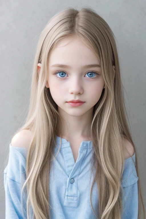 Create a picture of the 7 year old girl named Freya, long blonde curly open hair and a white narrow hairband, eine hyperrealistische, impressive scene of the beauty of nature, pixar style, farbenfroh, wears a light blue lingerie with short sleeves