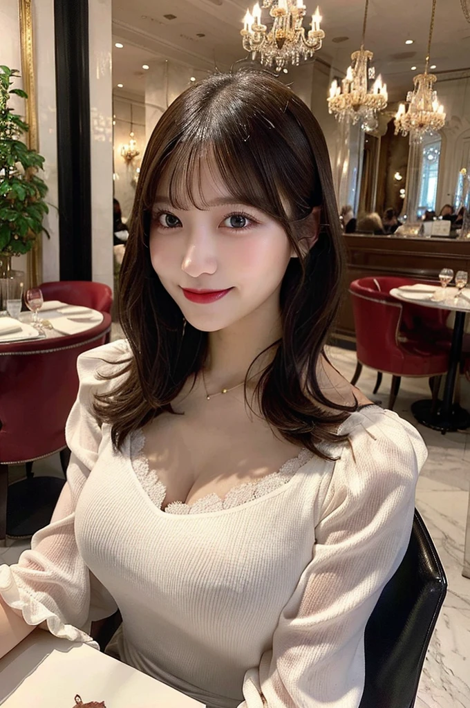 Tabletop, Highest quality, figure, Very detailed, In detail, High resolution, 8k wallpaper, Perfect dynamic composition, Beautiful attention to detail, dress,Medium Hair, Center of chest, Natural color lip, Random sexy poses,smile,Tower apartment