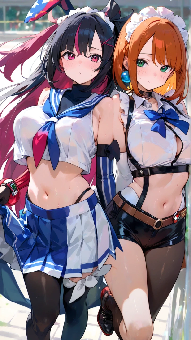 (masterpiece, best quality)
YuiDiabolikLovers, 1girl, solo, best quality, detailed face, detailed eyes, long hair, hairclip, dark skin, blue eyes, choker, tied shirt, midriff, cleavage, miniskirt, thighhighs, cowboy shot , Leopard Micro Bikini, Thong, Twin tails, brown hair, 