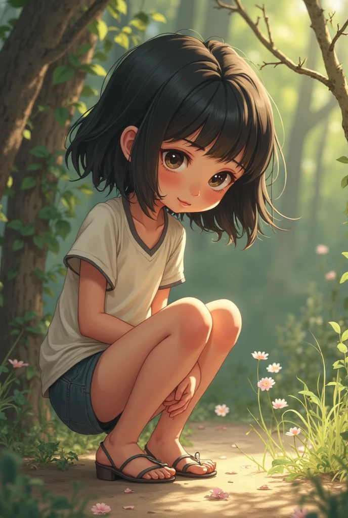 Closeup of a Lo-fi girl sitting thoughtfully