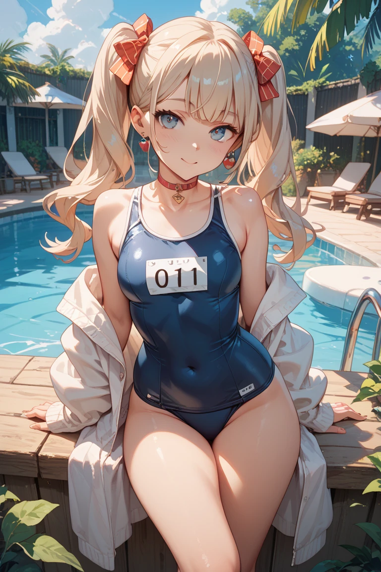 masterpiece, best quality, <lora:gfo2-000003:1>, yellow hair, G41swimsuit, solo, asymmetrical_legwear,