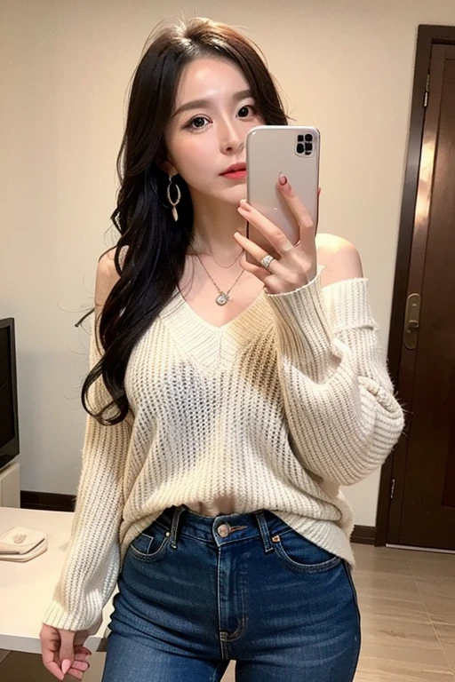 ,(tareme:1.4),kind eyes,curvy body,(beautiful young japanese woman),straight hair,look at viewer,off-the -shoulder,blouse,short skirt,shiny skin,light make-up,fellatio gesture,sitting on sofa at cafe,24 years old,tender smile,sexy laced undies,(spreading legs:1.3),no make-up,hands up,face focus